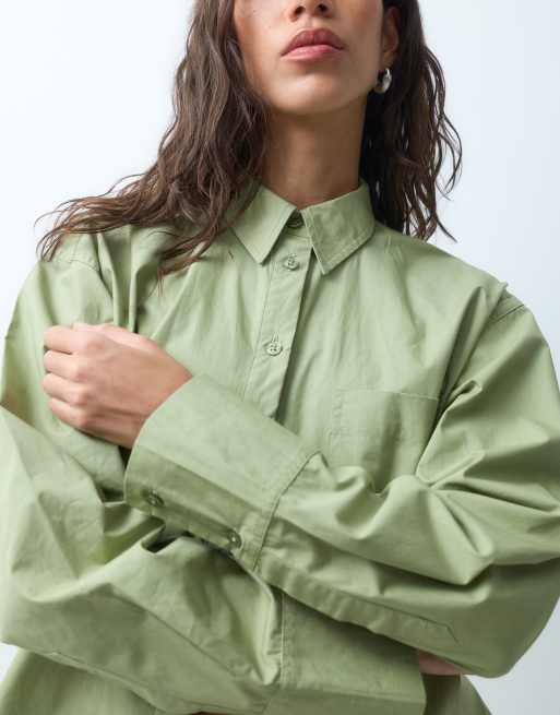 ASOS DESIGN - Camicia classica in cotone salvia, 4 di 9