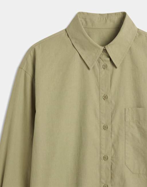 ASOS DESIGN - Camicia classica in cotone salvia, 8 di 9
