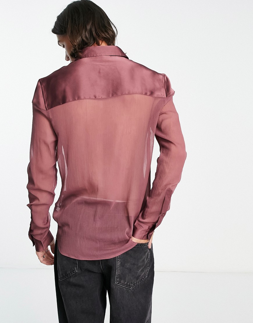 Camicia classica trasparente color visone con carré stile western-Viola - ASOS DESIGN Camicia donna  - immagine1