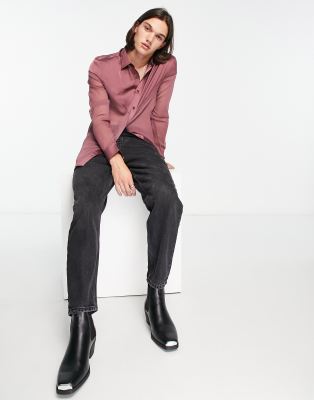Camicia classica trasparente color visone con carré stile western-Viola - ASOS DESIGN Camicia donna  - immagine3