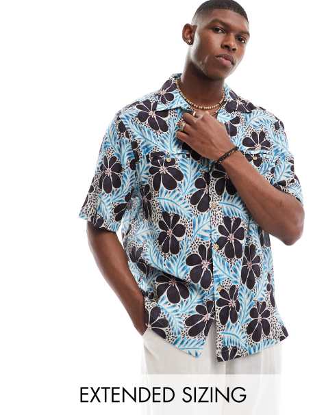 ASOS DESIGN - Camicia comoda a fiori con rever e stampa rétro - view 1