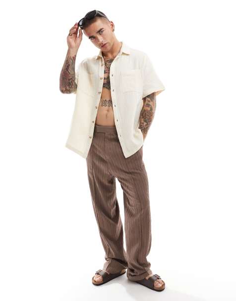 ASOS DESIGN - Camicia comoda a maniche corte con rever color écru - view 1