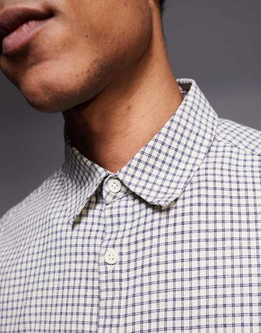 ASOS DESIGN - Camicia comoda a quadri blu e beige, 5 di 5