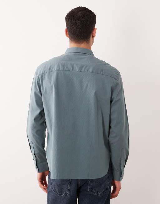 ASOS DESIGN - Camicia comoda blu a coste con zip, 5 di 5