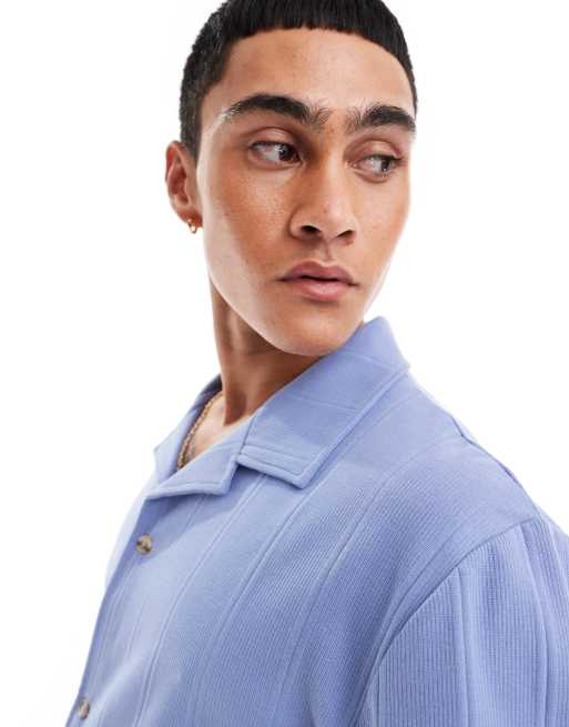 ASOS DESIGN Camicia comoda blu medio con bottoni ASOS