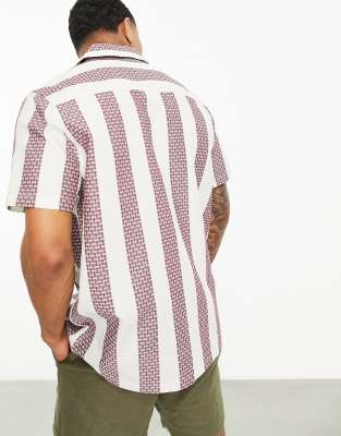 Camicia comoda bordeaux a righe testurizzata con rever-Rosso - ASOS DESIGN Camicia donna  - immagine2