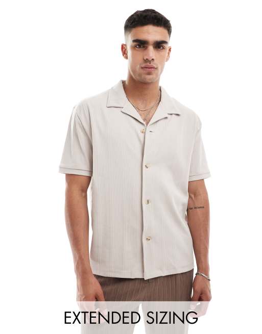 ASOS DESIGN - Camicia comoda color pietra con bottoni