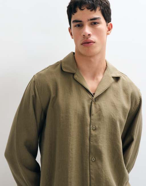 ASOS DESIGN camicia comoda con rever e profili in verde, 3 di 5