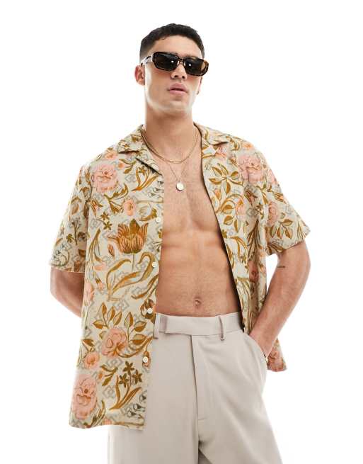 ASOS DESIGN - Camicia comoda con rever e stampa a fiori