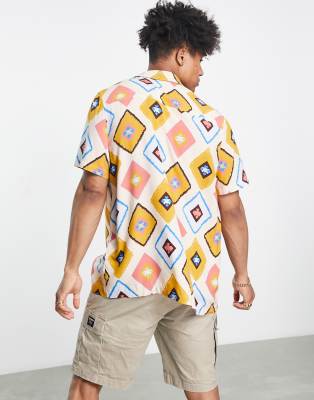 Camicia comoda con rever e stampa a rombi-Neutro - ASOS DESIGN Camicia donna  - immagine3
