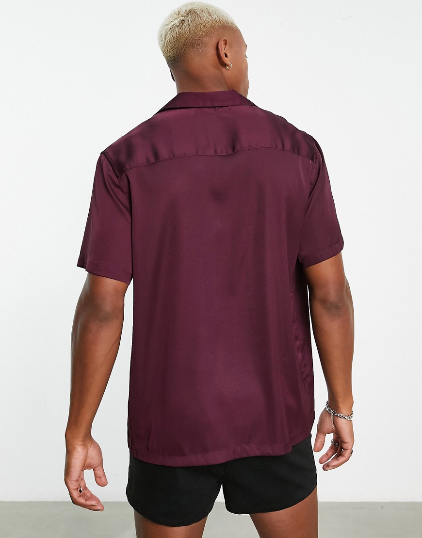 Camicia comoda con singolo bottone color prugna-Rosso - ASOS DESIGN Camicia donna  - immagine3