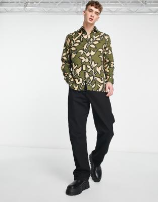 Camicia comoda con stampa a fiori kaki-Verde - ASOS DESIGN Camicia donna  - immagine3
