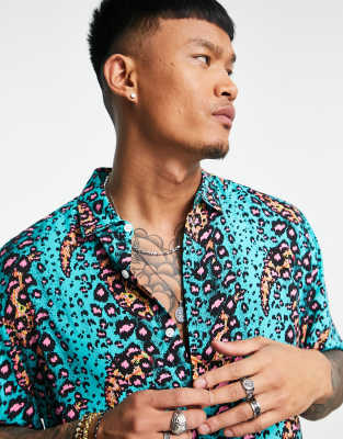 Camicia comoda con stampa leopardata vivace-Blu - ASOS DESIGN Camicia donna  - immagine2