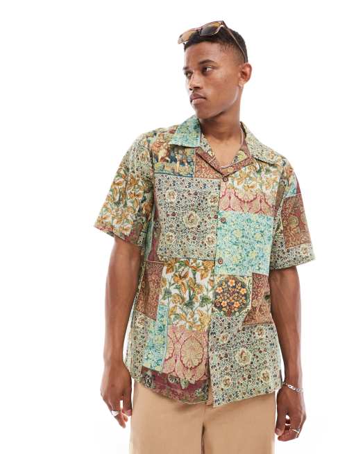 ASOS DESIGN - Camicia comoda con stampa stile arazzo e rever