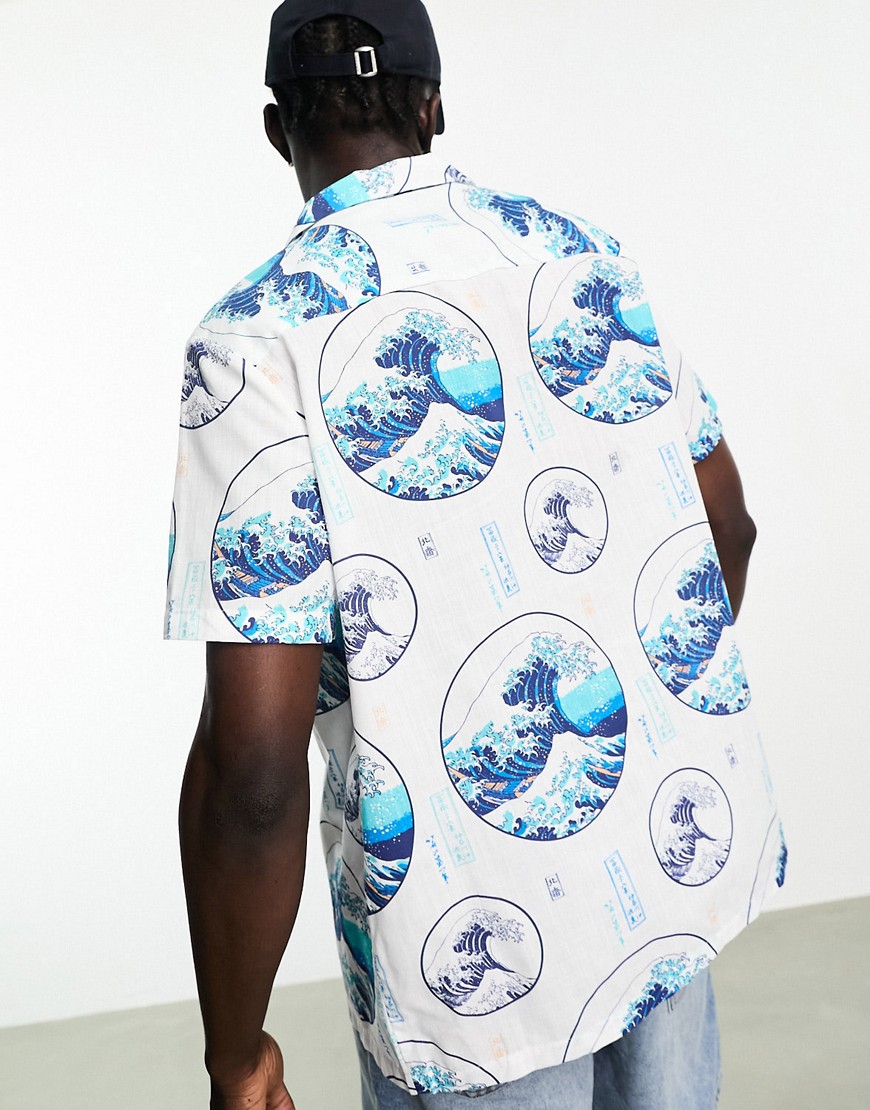 Camicia comoda effetto lino con stampa Hokusai e rever-Bianco - ASOS DESIGN Camicia donna  - immagine2