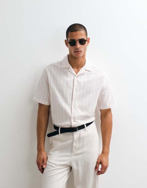 ASOS DESIGN - Camicia comoda effetto lino rosa chiaro - view 1