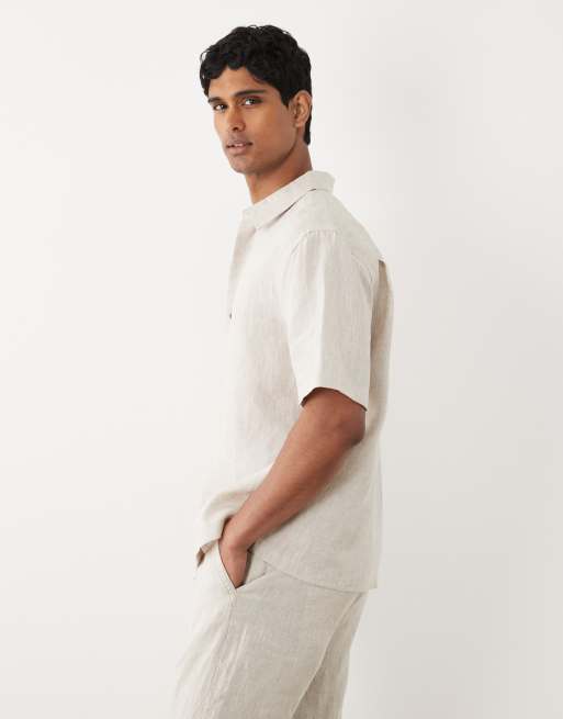 ASOS DESIGN - Camicia comoda in 100% lino beige in coordinato, 3 di 5