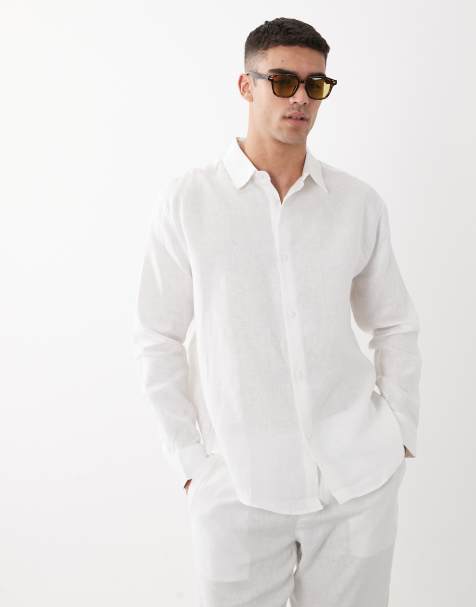 ASOS DESIGN - Camicia comoda in 100% lino bianca in coordinato - view 1