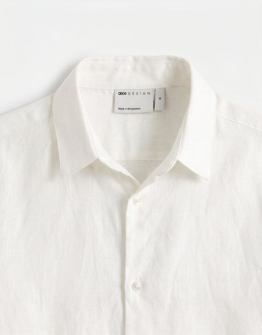 ASOS DESIGN - Camicia comoda in 100% lino bianca in coordinato, 8 di 9