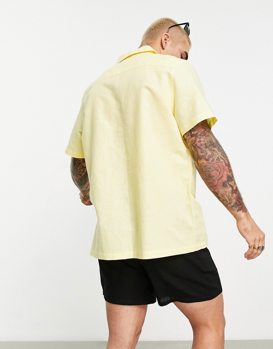 Camicia comoda in misto lino con rever e tasche gialla-Giallo - ASOS DESIGN Camicia donna  - immagine2
