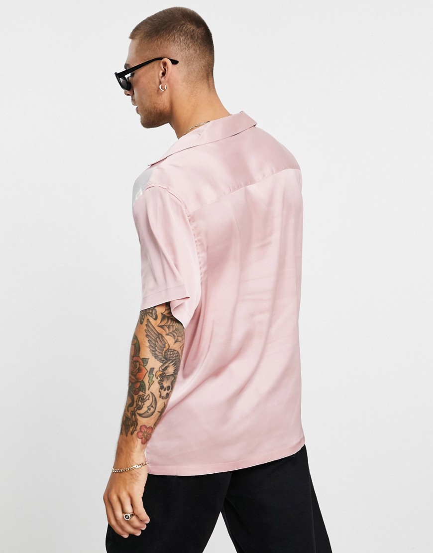 Camicia comoda in raso rosa polvere con cut and sew - ASOS DESIGN Camicia donna  - immagine3