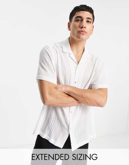 ASOS DESIGN - Camicia comoda in tessuto stropicciato leggero écru - NUDE
