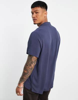 Camicia comoda in viscosa blu navy - ASOS DESIGN Camicia donna  - immagine2