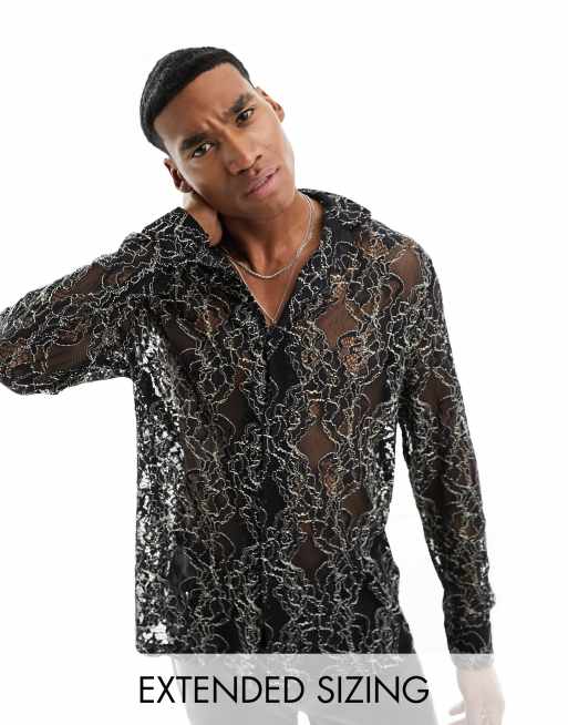 ASOS DESIGN - Camicia comoda nera con rever curvo e bottoni con occhielli