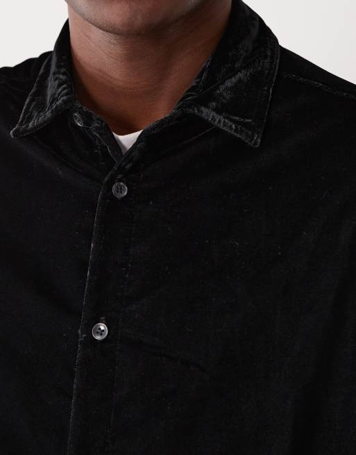 ASOS DESIGN - Camicia comoda nera in velluto, 3 di 5