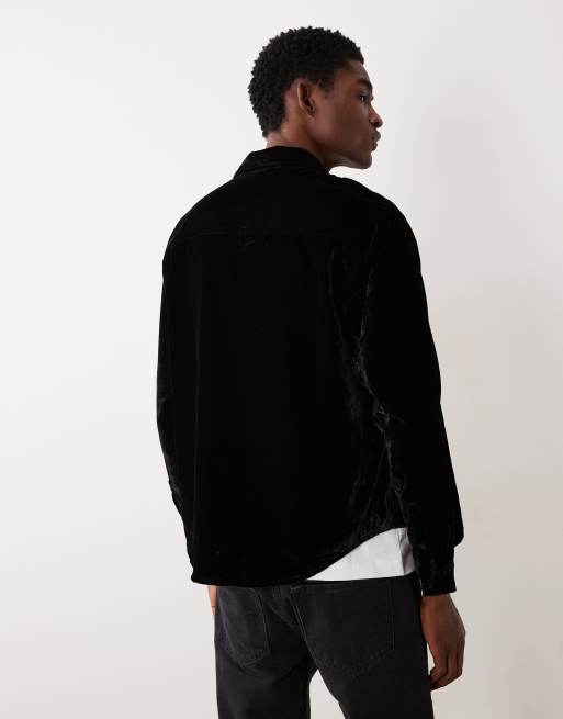 ASOS DESIGN - Camicia comoda nera in velluto, 4 di 5