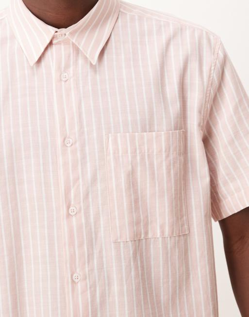 ASOS DESIGN - Camicia comoda rosa a righe, 5 di 5