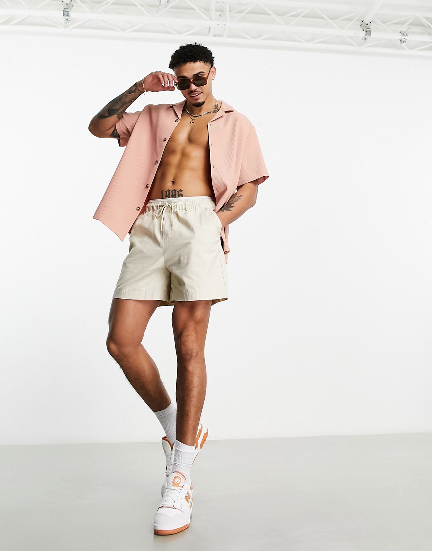 Camicia comoda rosa polvere a coste larghe elasticizzate con colletto a rever - ASOS DESIGN Camicia donna  - immagine1