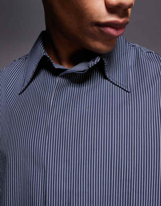 ASOS DESIGN Camicia comoda taglio corto in popeline nera con