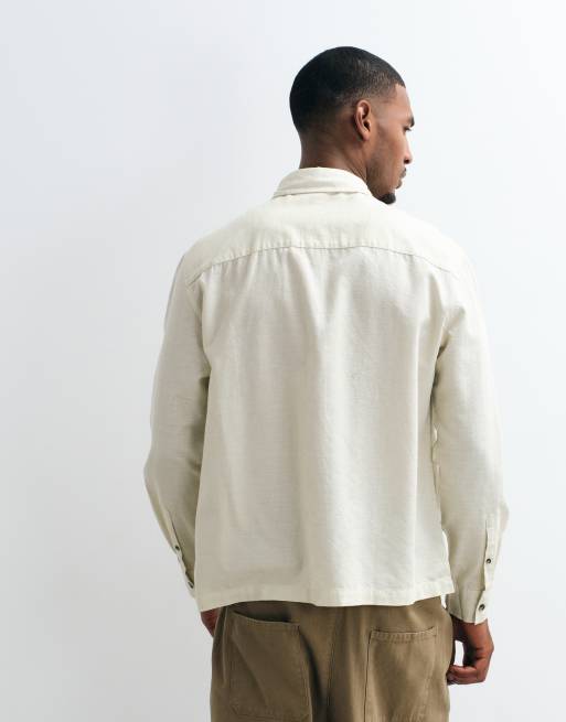 ASOS DESIGN - Camicia comoda testurizzata beige, 5 di 5