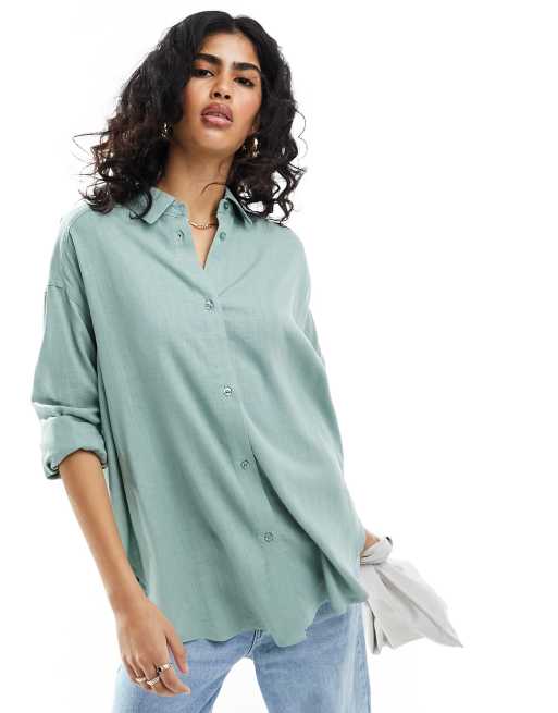 Camicia di lino verde best sale