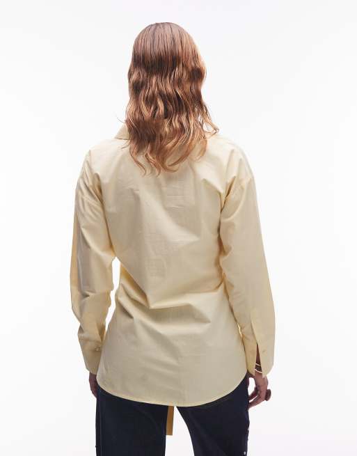 ASOS DESIGN - Camicia con allacciatura avvolgente in vita in popeline écru, 4 di 4