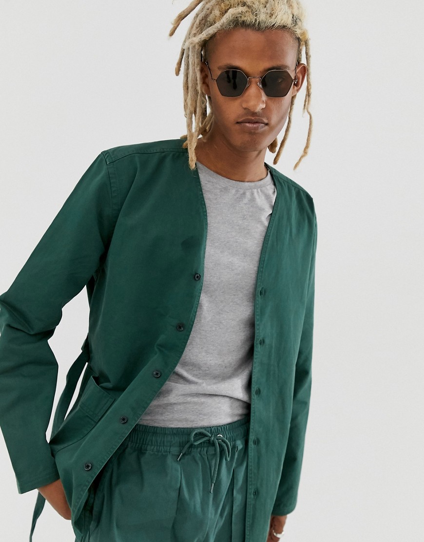 ASOS DESIGN - Camicia con cintura verde