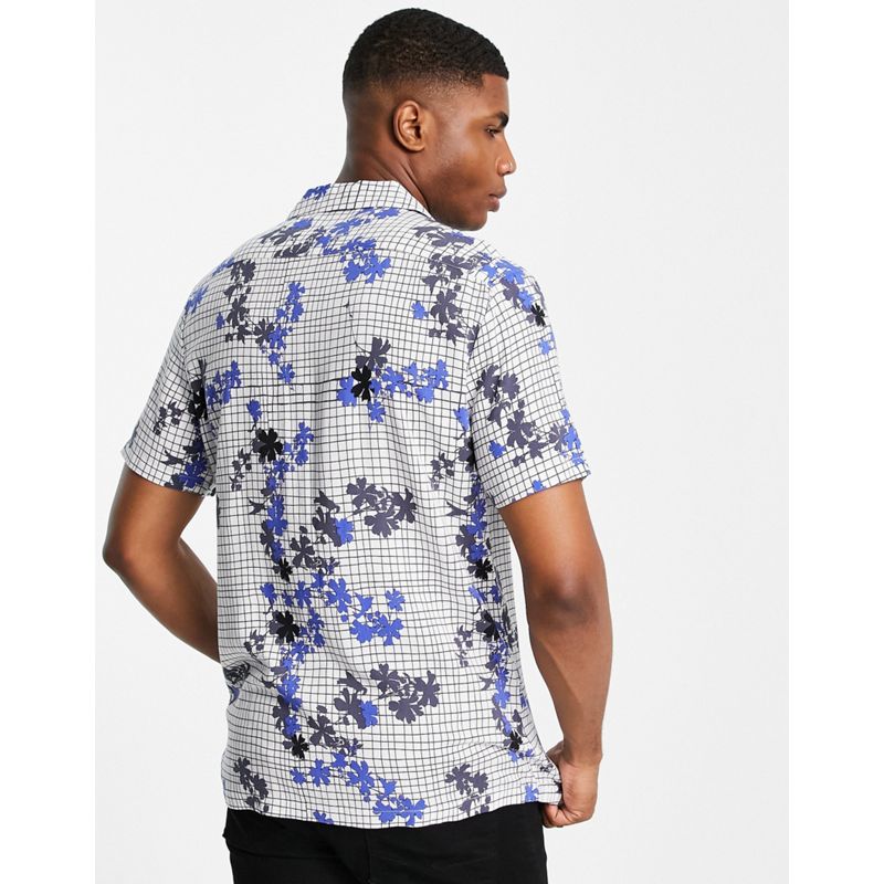 Camicie Uomo DESIGN - Camicia con rever a quadri con stampa floreale