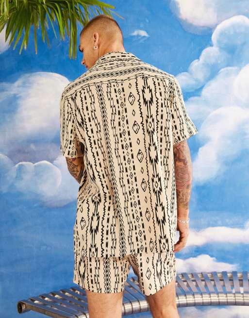 Camicia con rever a righe vestibilità comoda in coordinato Asos Uomo Abbigliamento Camicie Camicie a maniche corte 