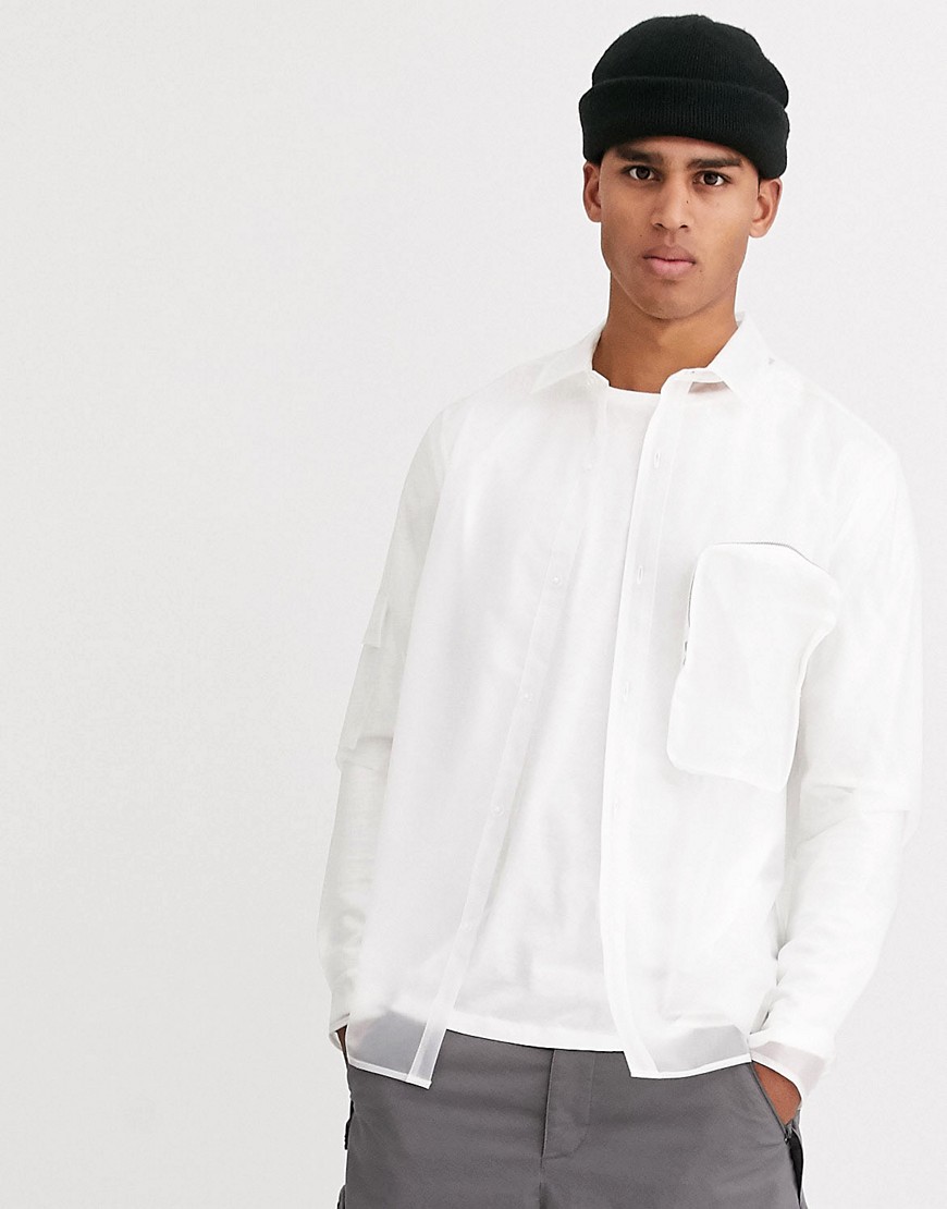 ASOS DESIGN - Camicia con tasca 3D-Bianco