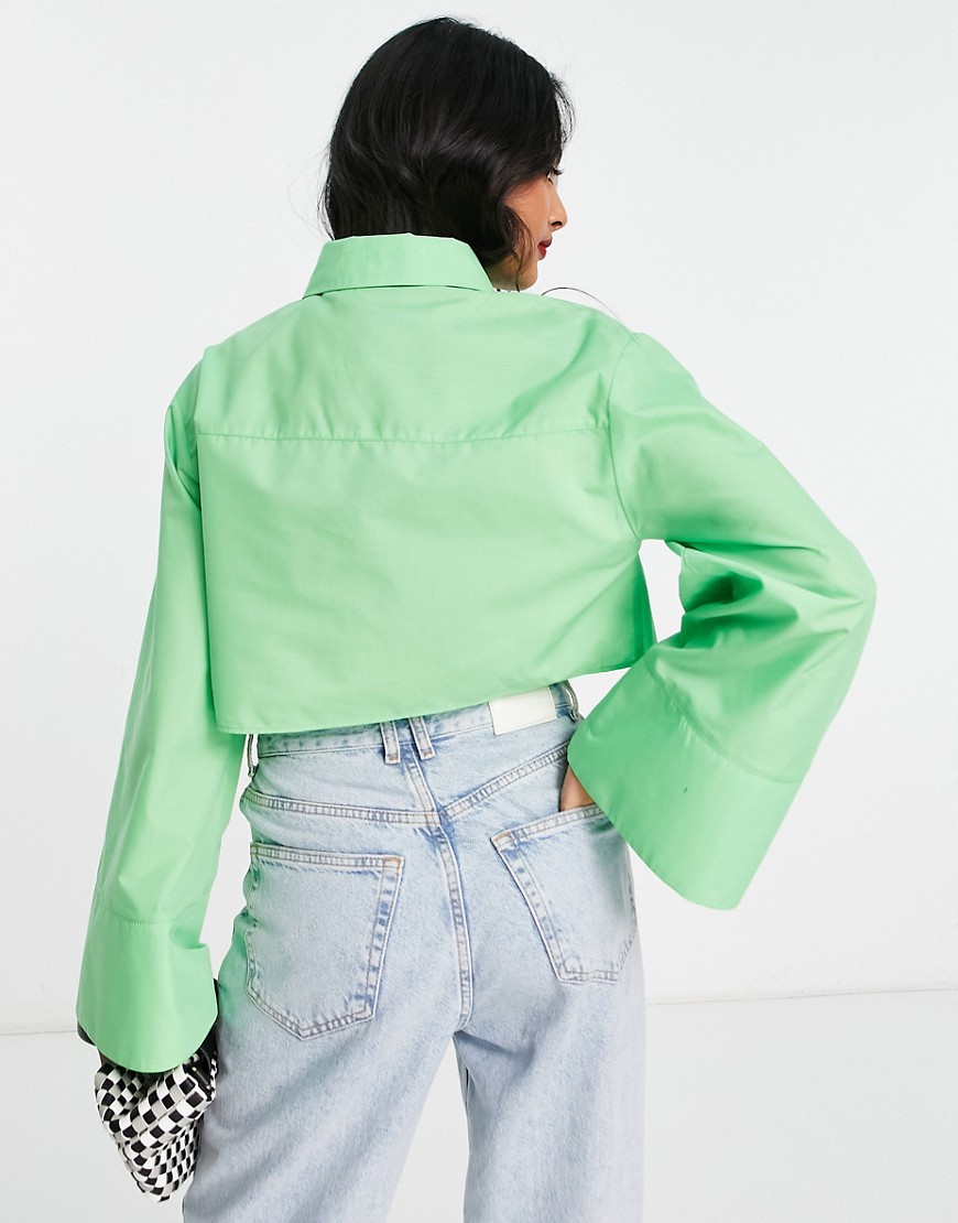 Camicia corta con maniche ampie e bottoni asimmetrici verde brillante - ASOS DESIGN Camicia donna  - immagine2