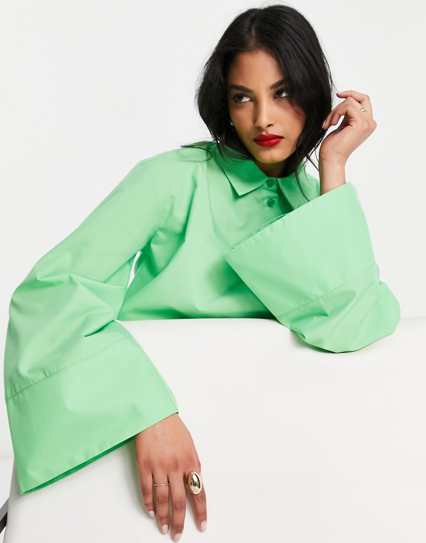 Camicia corta con maniche ampie e bottoni asimmetrici verde brillante - ASOS DESIGN Camicia donna  - immagine1