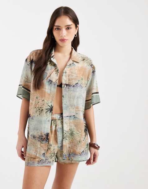 ASOS DESIGN - Camicia da spiaggia con stampa astratta in coordinato - view 1