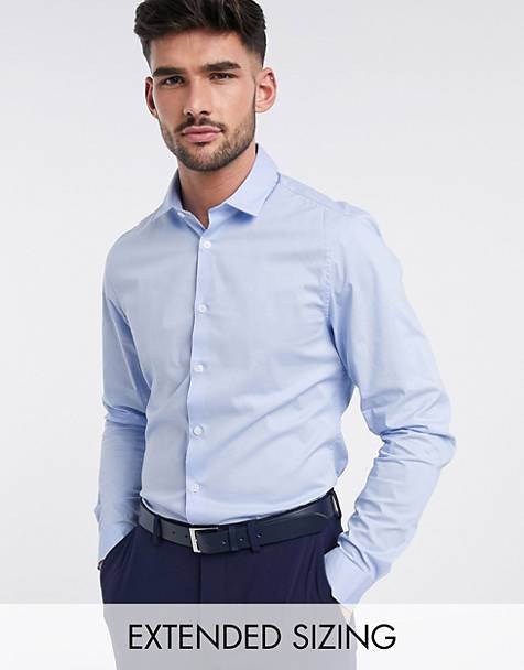 Asos Uomo Abbigliamento Camicie Camicie eleganti Camicia slim elegante a righe azzurre facile da stirare 
