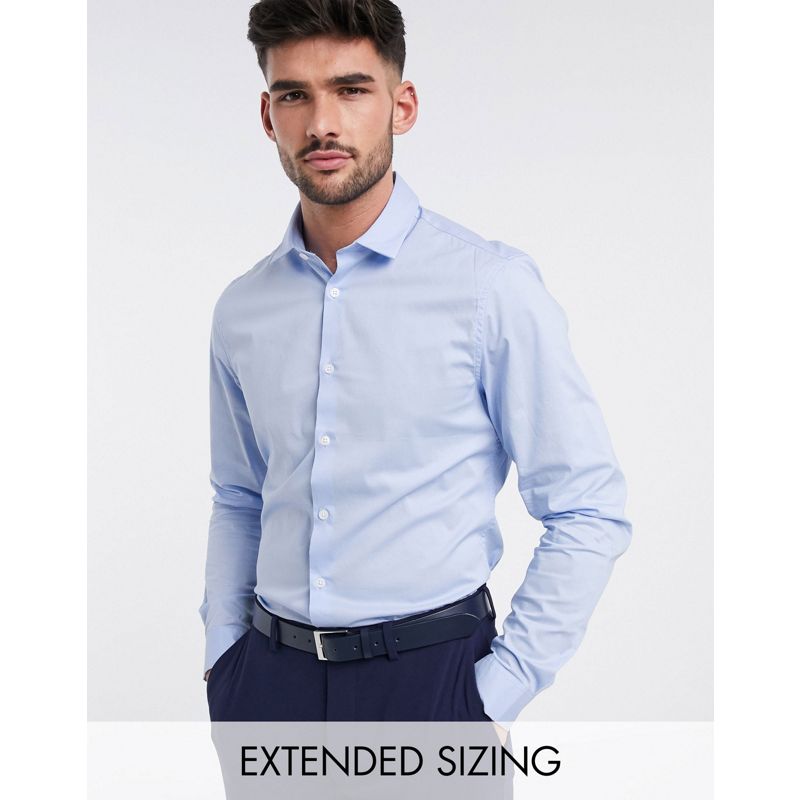 iq4Sa Camicie DESIGN - Camicia da ufficio slim elasticizzata blu 