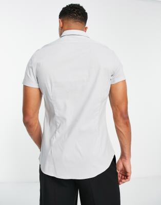 Camicia da ufficio slim elasticizzata grigia-Grigio - ASOS DESIGN Camicia donna  - immagine2