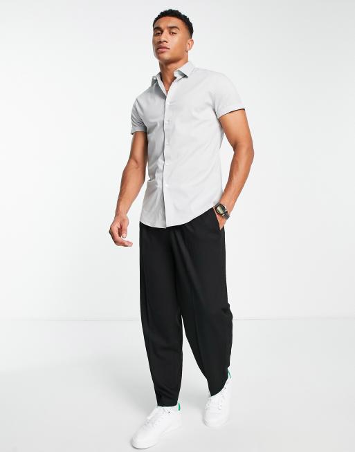 ASOS DESIGN - Camicia da ufficio slim elasticizzata grigia, 4 di 4