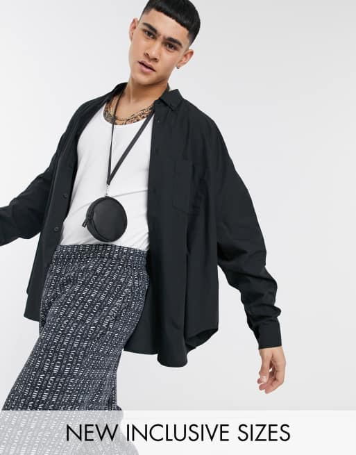 ASOS DESIGN - Camicia dad fit nera super oversize