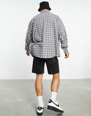 Camicia dad fit super oversize grigia a quadri stile vintage-Grigio - ASOS DESIGN Camicia donna  - immagine3