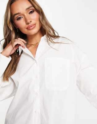 Camicia dad oversize bianca a maniche lunghe in cotone-Bianco - ASOS DESIGN Camicia donna  - immagine2